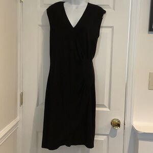 BLACK LABEL RALPH LAUREN LBD Black V Neck Pleated Wrap Dress Size 10